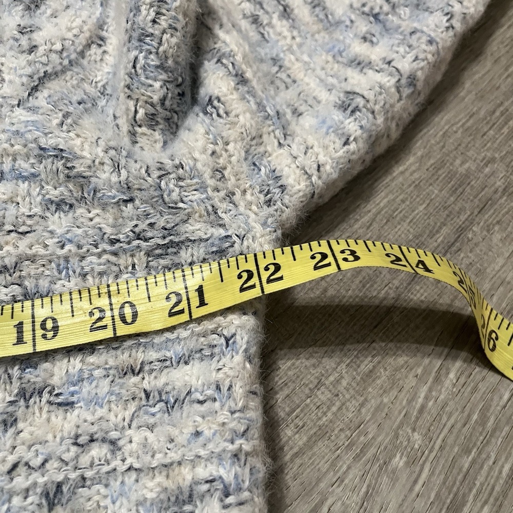 Sioni Sweater‎ Women's Large Blue/Eggshell Button Down Wool Blend Denim Trim - Picture 3 of 5